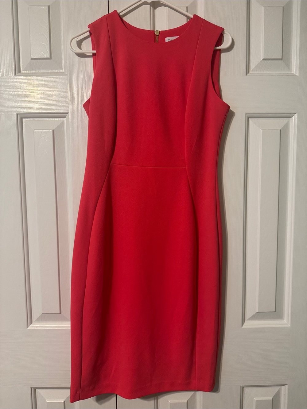 Calvin Klein Bright Pink Sleeveless Midi Sheath Dress